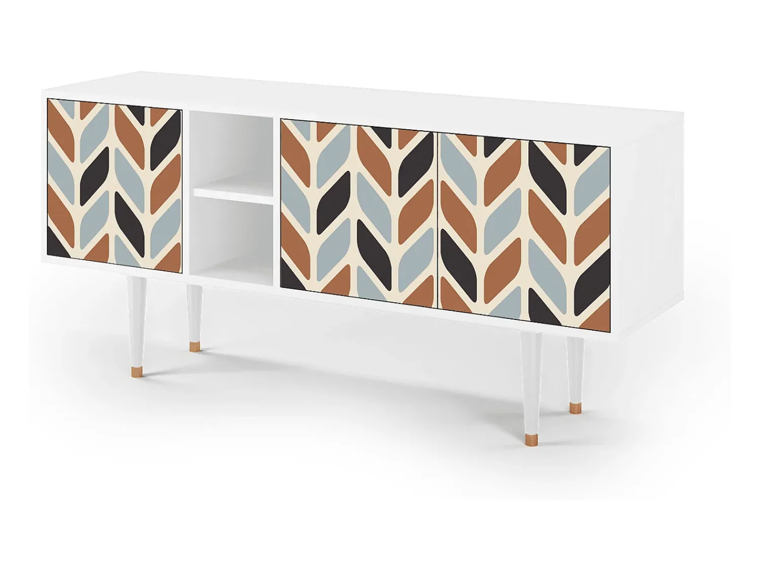 Clearance Mueble de TV - 150х69х41 cm - T5 - Beige Laure, Branco Bege