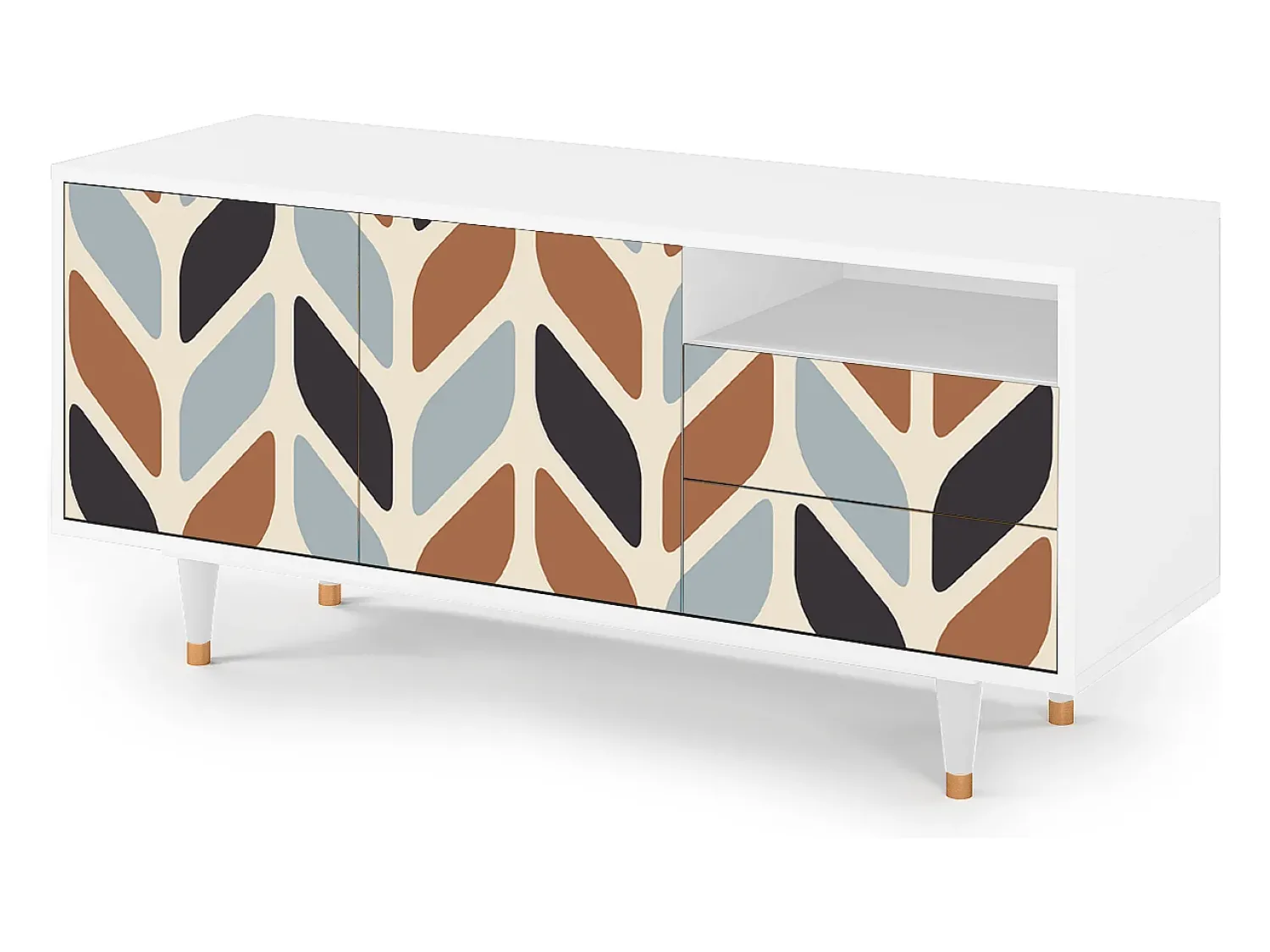 Online Mueble de TV - 125х56х41 cm - T7 - Beige Laure, Branco Bege