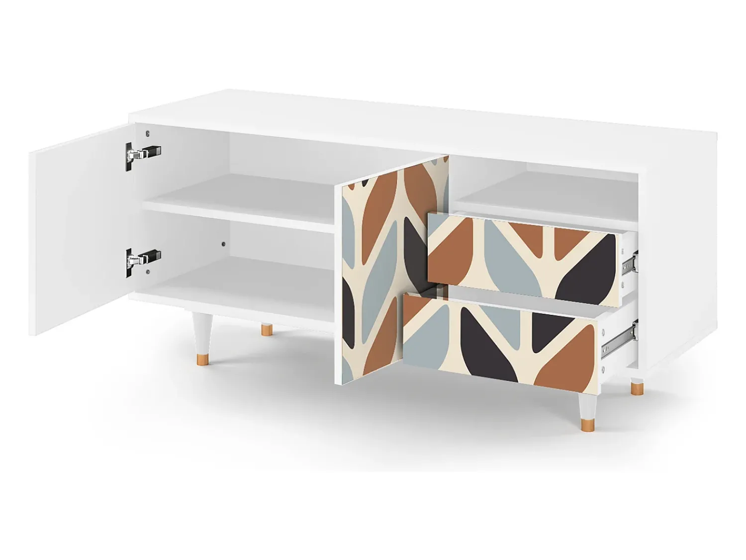 Online Mueble de TV - 125х56х41 cm - T7 - Beige Laure, Branco Bege