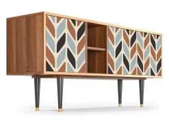Móvel De Tv* Mueble de TV - 150х69х41 cm - T5 - Beige Laure, Nogueira Castanho