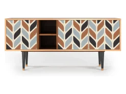 Móvel De Tv* Mueble de TV - 150х69х41 cm - T5 - Beige Laure, Nogueira Castanho