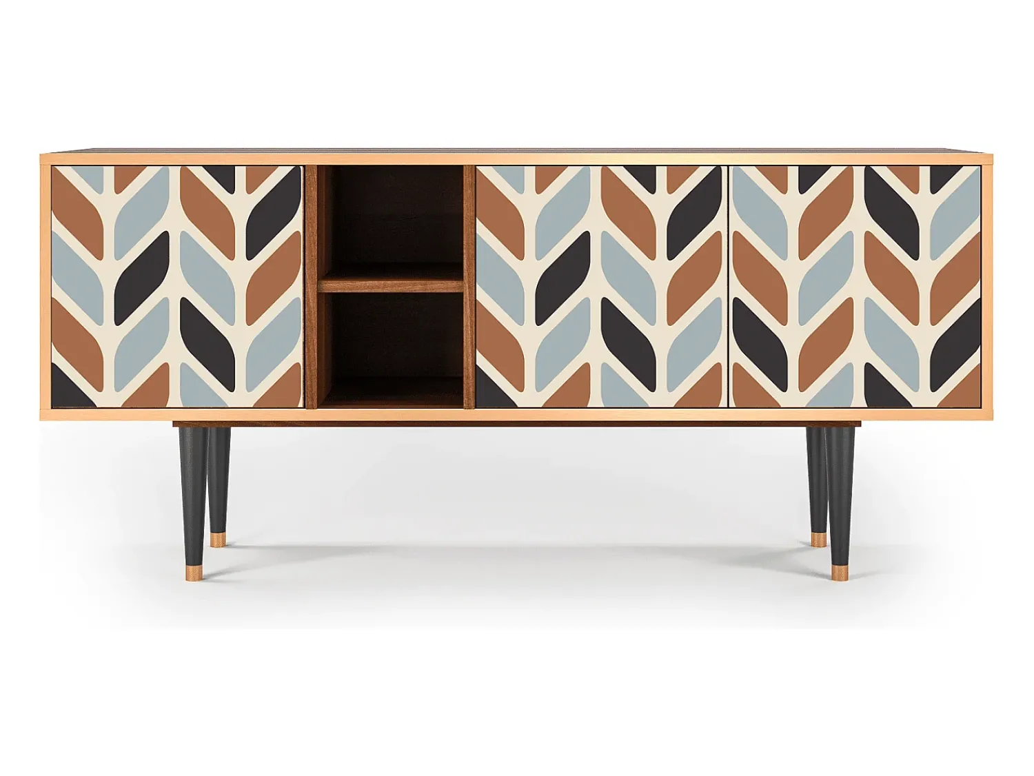 Móvel De Tv* Mueble de TV - 150х69х41 cm - T5 - Beige Laure, Nogueira Castanho