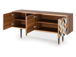 Móvel De Tv* Mueble de TV - 150х69х41 cm - T5 - Beige Laure, Nogueira Castanho