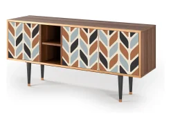 Móvel De Tv* Mueble de TV - 150х69х41 cm - T5 - Beige Laure, Nogueira Castanho