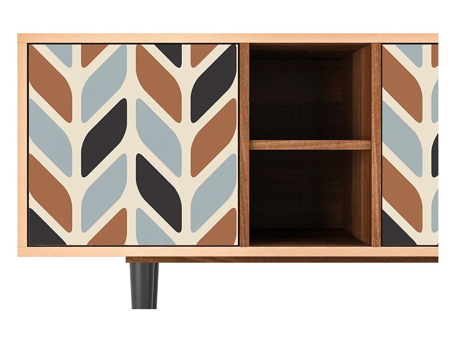 Móvel De Tv* Mueble de TV - 150х69х41 cm - T5 - Beige Laure, Nogueira Castanho