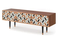 Móvel De Tv* Mueble de TV - 170х59х48 cm - T4 - Beige Laure, Nogueira Castanho