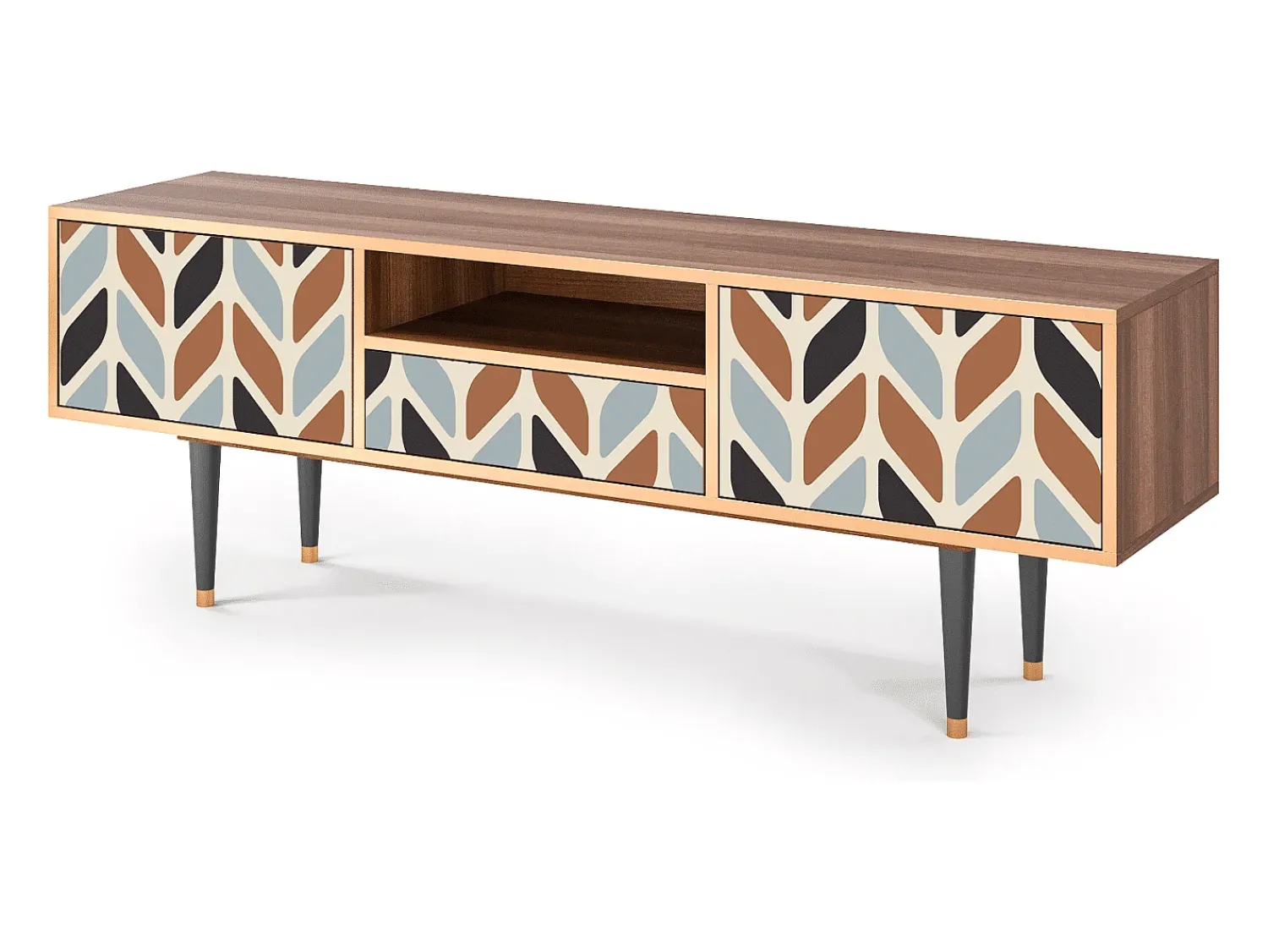 Móvel De Tv| Mueble de TV - 170х59х41 cm - T6 - Beige Laure, Nogueira Castanho