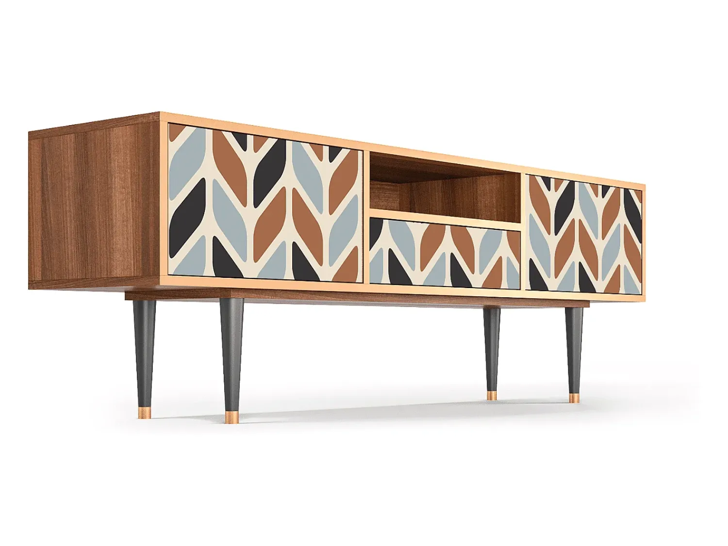 Móvel De Tv| Mueble de TV - 170х59х41 cm - T6 - Beige Laure, Nogueira Castanho