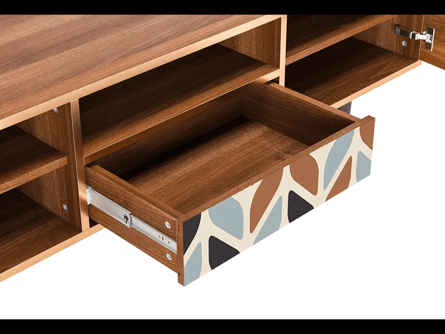 Móvel De Tv| Mueble de TV - 170х59х41 cm - T6 - Beige Laure, Nogueira Castanho