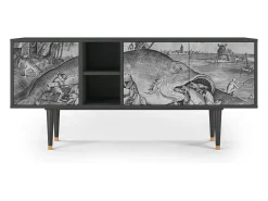 Móvel De Tv| Mueble de TV - 150х69х41 cm - T5 - Big Fish Eat Little, Antracite Cinza antracite