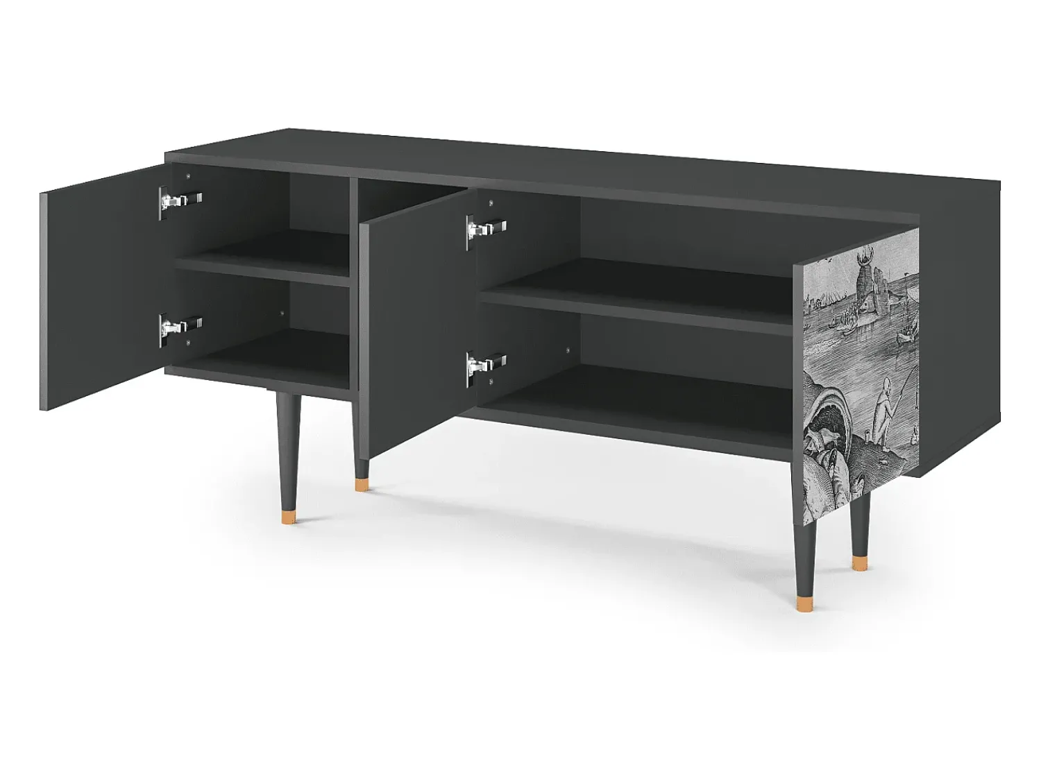 Móvel De Tv| Mueble de TV - 150х69х41 cm - T5 - Big Fish Eat Little, Antracite Cinza antracite