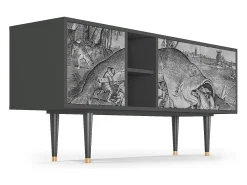 Móvel De Tv| Mueble de TV - 150х69х41 cm - T5 - Big Fish Eat Little, Antracite Cinza antracite
