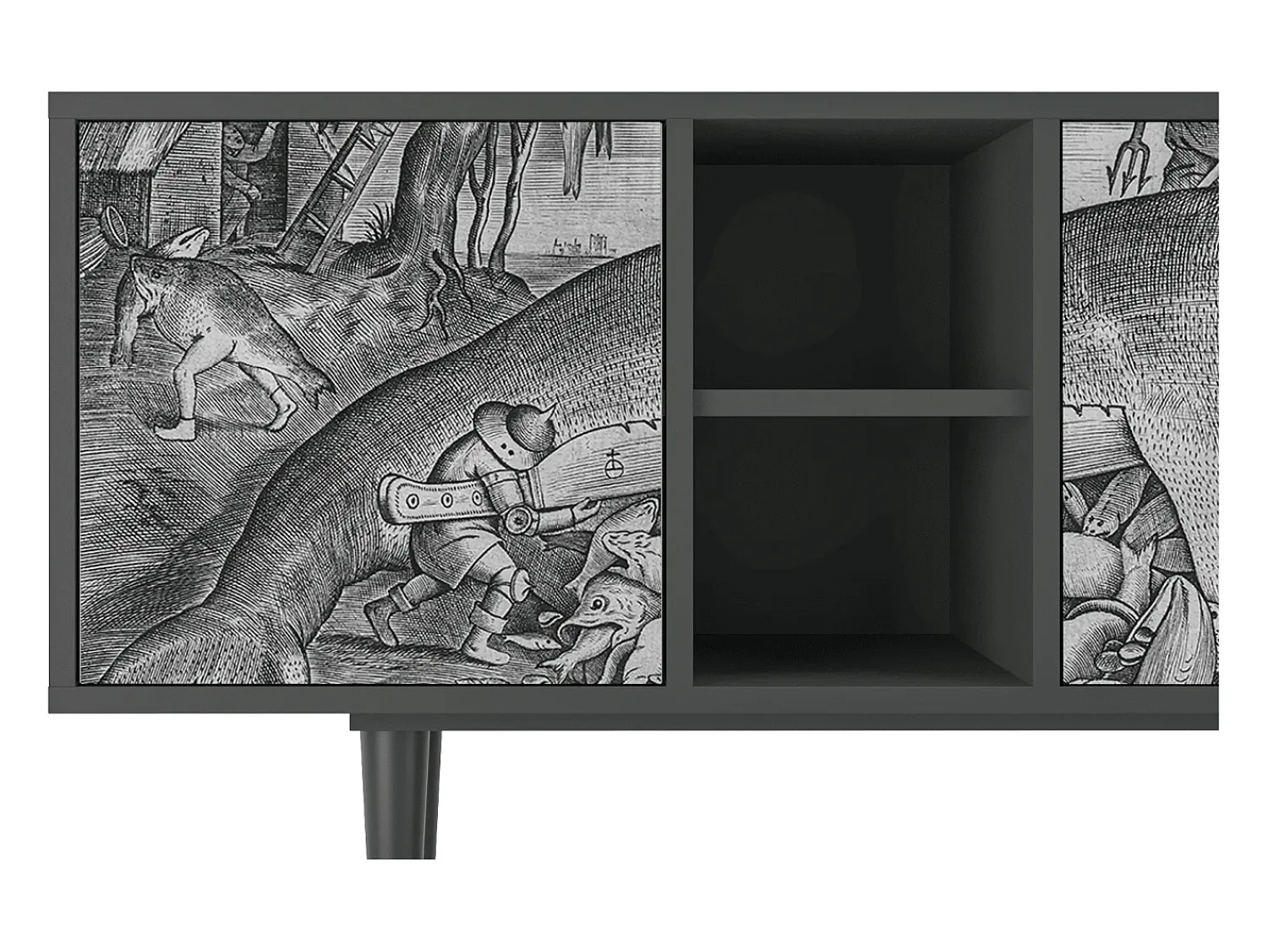 Móvel De Tv| Mueble de TV - 150х69х41 cm - T5 - Big Fish Eat Little, Antracite Cinza antracite