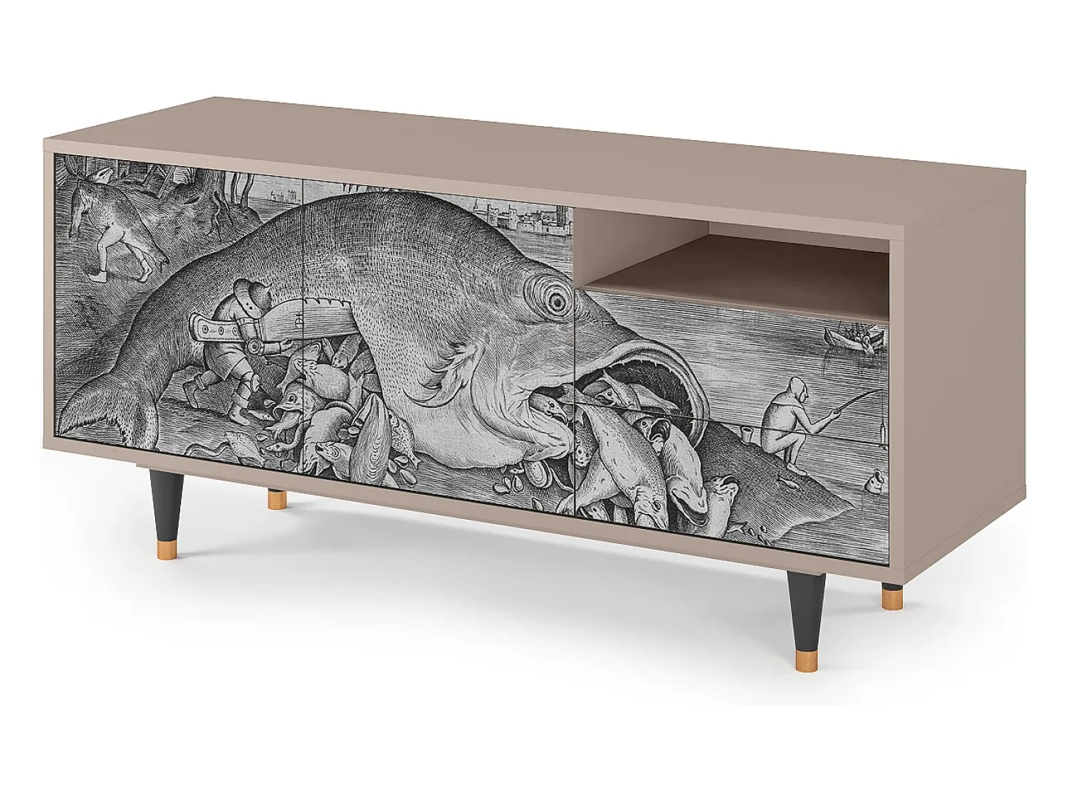 Móvel De Tv* Mueble de TV - 125х56х41 cm - T7 - Big Fish Eat Little, Latte Bege