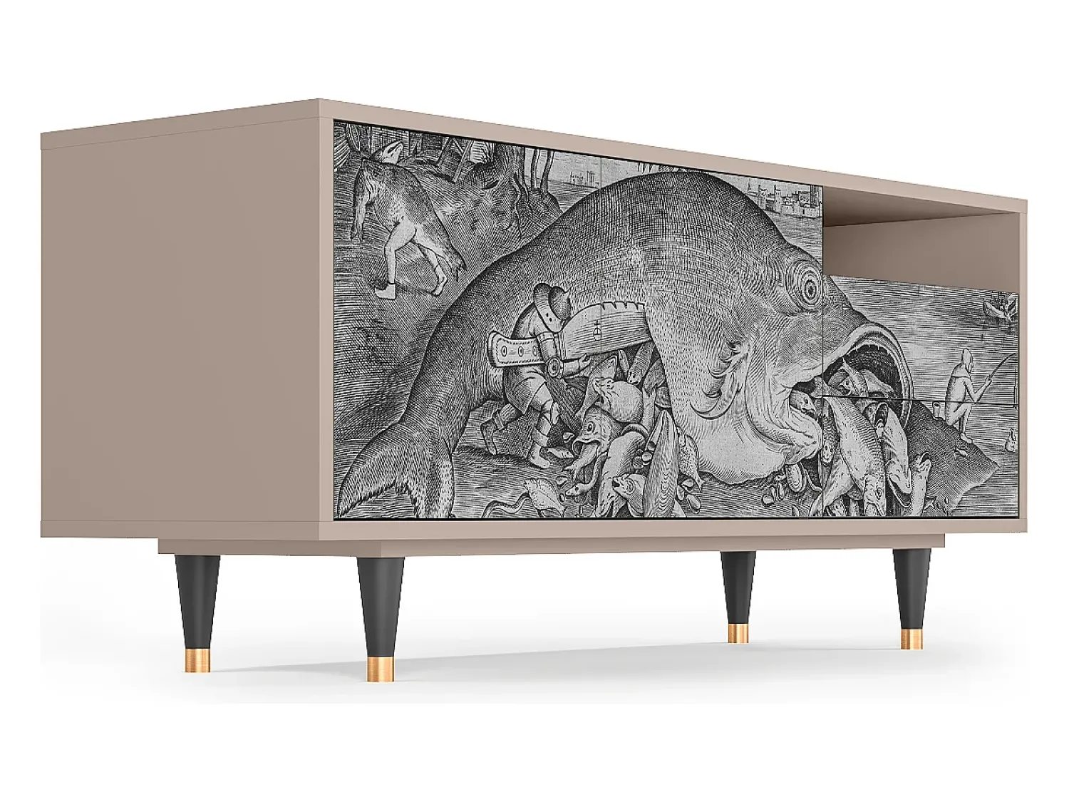 Móvel De Tv* Mueble de TV - 125х56х41 cm - T7 - Big Fish Eat Little, Latte Bege