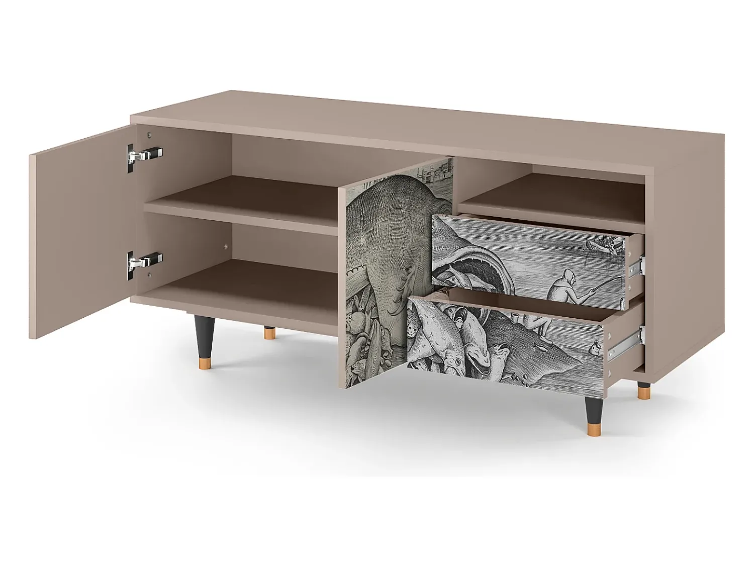 Móvel De Tv* Mueble de TV - 125х56х41 cm - T7 - Big Fish Eat Little, Latte Bege