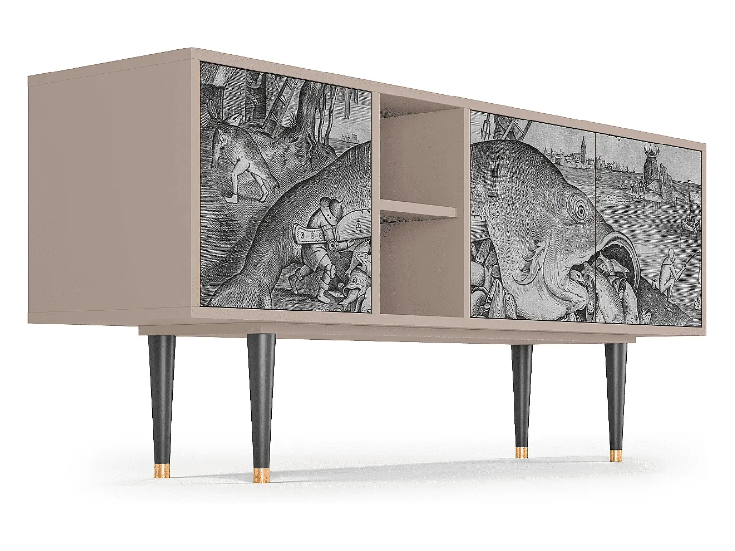 New Mueble de TV - 150х69х41 cm - T5 - Big Fish Eat Little, Latte Bege