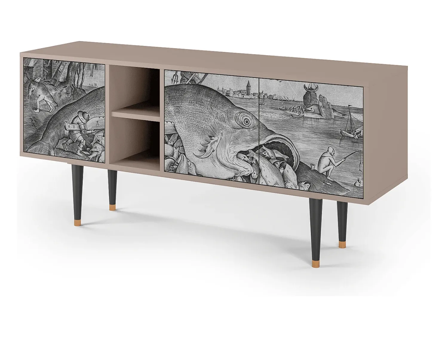 New Mueble de TV - 150х69х41 cm - T5 - Big Fish Eat Little, Latte Bege