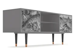 Móvel De Tv| Mueble de TV - 170х69х48 cm - T2 - Big Fish Eat Little, Cinza Cinzento