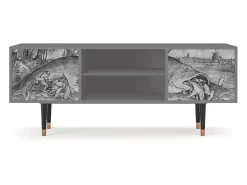 Móvel De Tv| Mueble de TV - 170х69х48 cm - T2 - Big Fish Eat Little, Cinza Cinzento