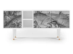 Móvel De Tv* Mueble de TV - 150х69х41 cm - T5 - Big Fish Eat Little, Branco Bege