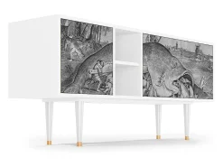 Móvel De Tv* Mueble de TV - 150х69х41 cm - T5 - Big Fish Eat Little, Branco Bege