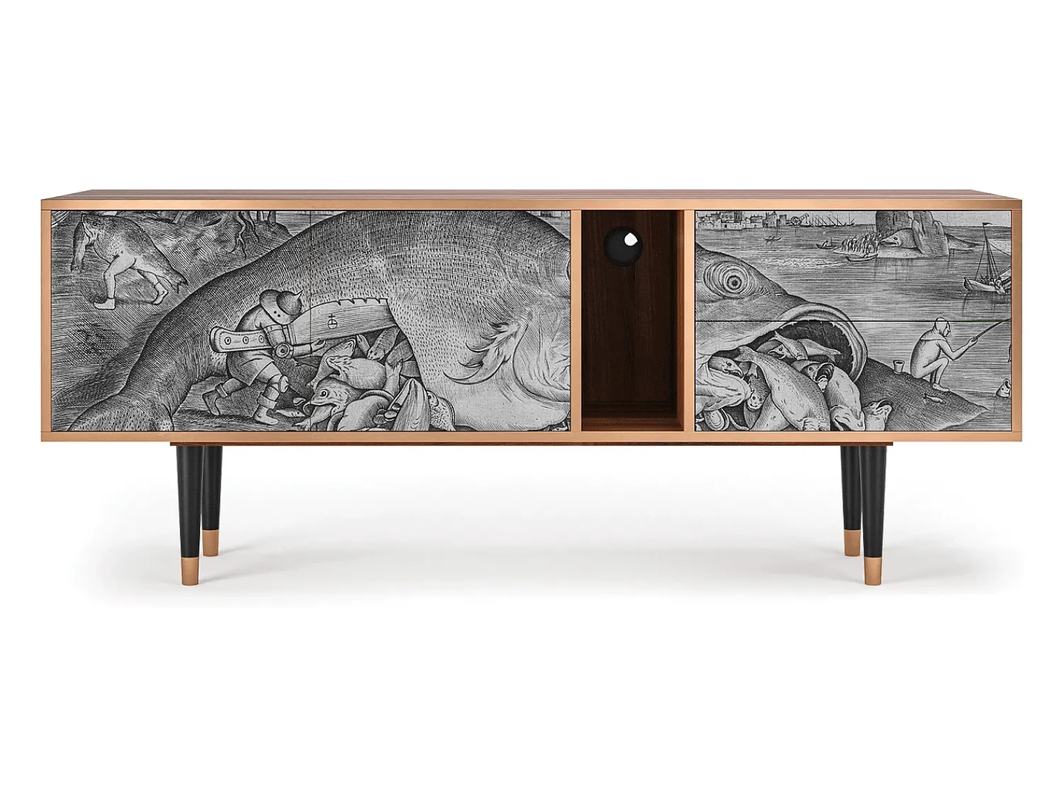Móvel De Tv* Mueble de TV - 170х69х48 cm - T1 - Big Fish Eat Little, Nogueira Castanho
