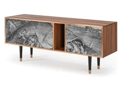 Móvel De Tv* Mueble de TV - 170х69х48 cm - T1 - Big Fish Eat Little, Nogueira Castanho