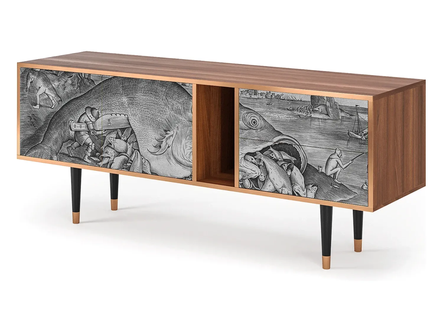 Móvel De Tv* Mueble de TV - 170х69х48 cm - T1 - Big Fish Eat Little, Nogueira Castanho