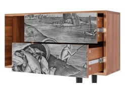 Móvel De Tv* Mueble de TV - 170х69х48 cm - T1 - Big Fish Eat Little, Nogueira Castanho