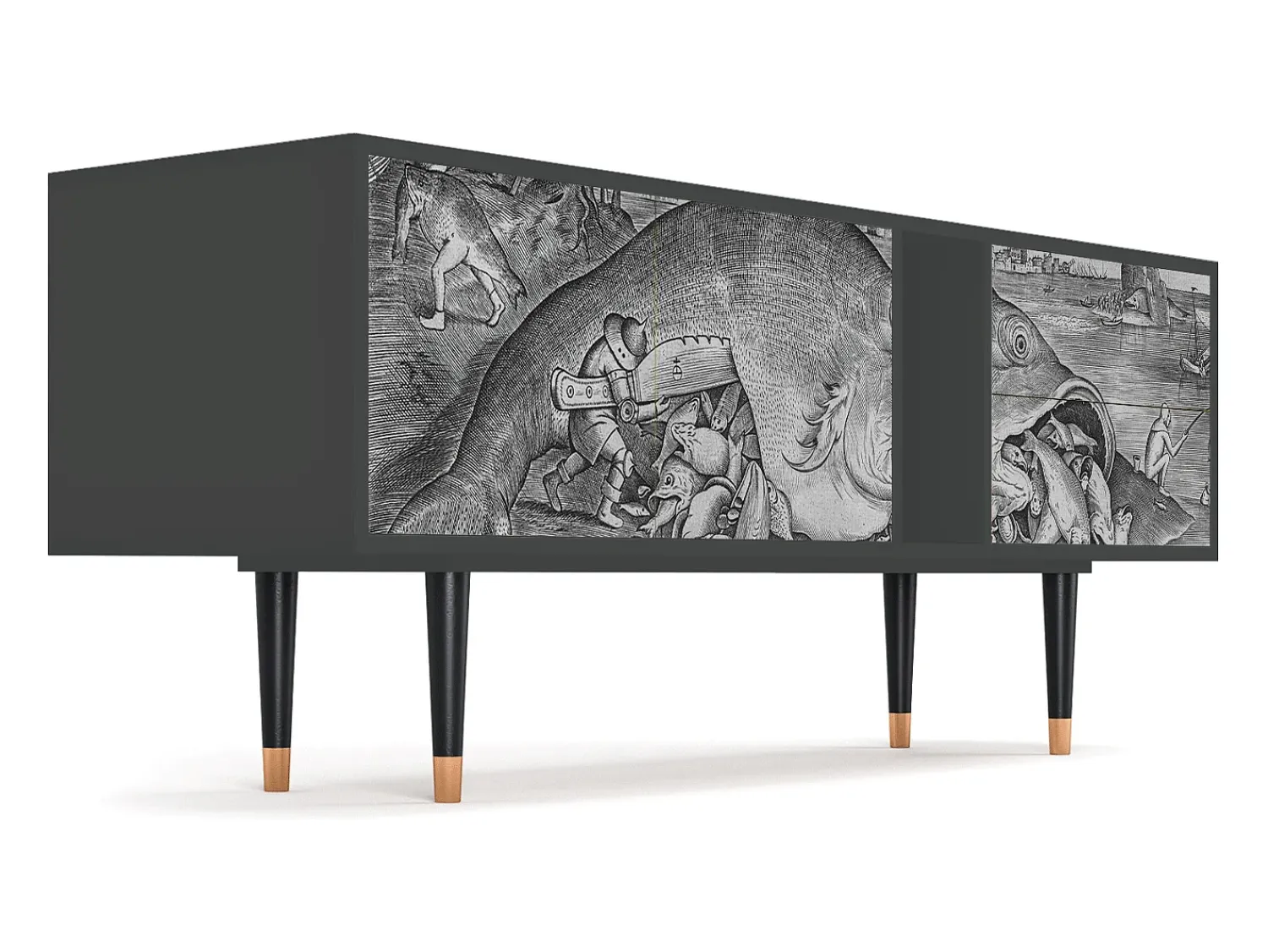 Móvel De Tv* Mueble de TV - 170х69х48 cm - T1 - Big Fish Eat Little, Antracite Cinza antracite