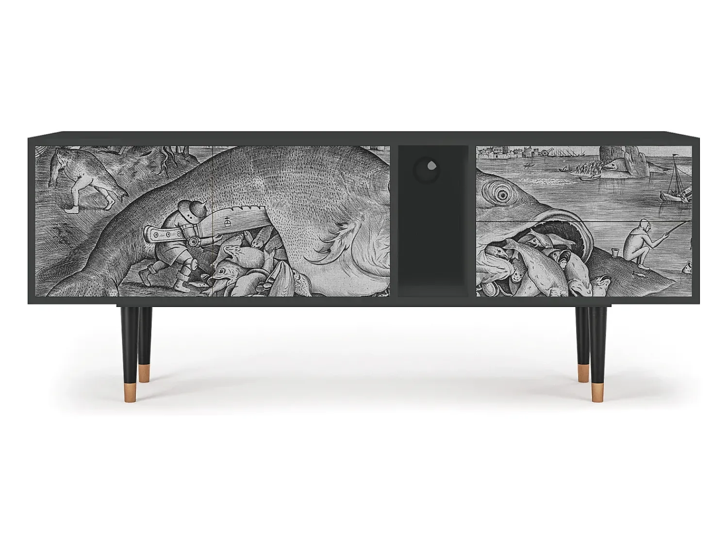 Móvel De Tv* Mueble de TV - 170х69х48 cm - T1 - Big Fish Eat Little, Antracite Cinza antracite