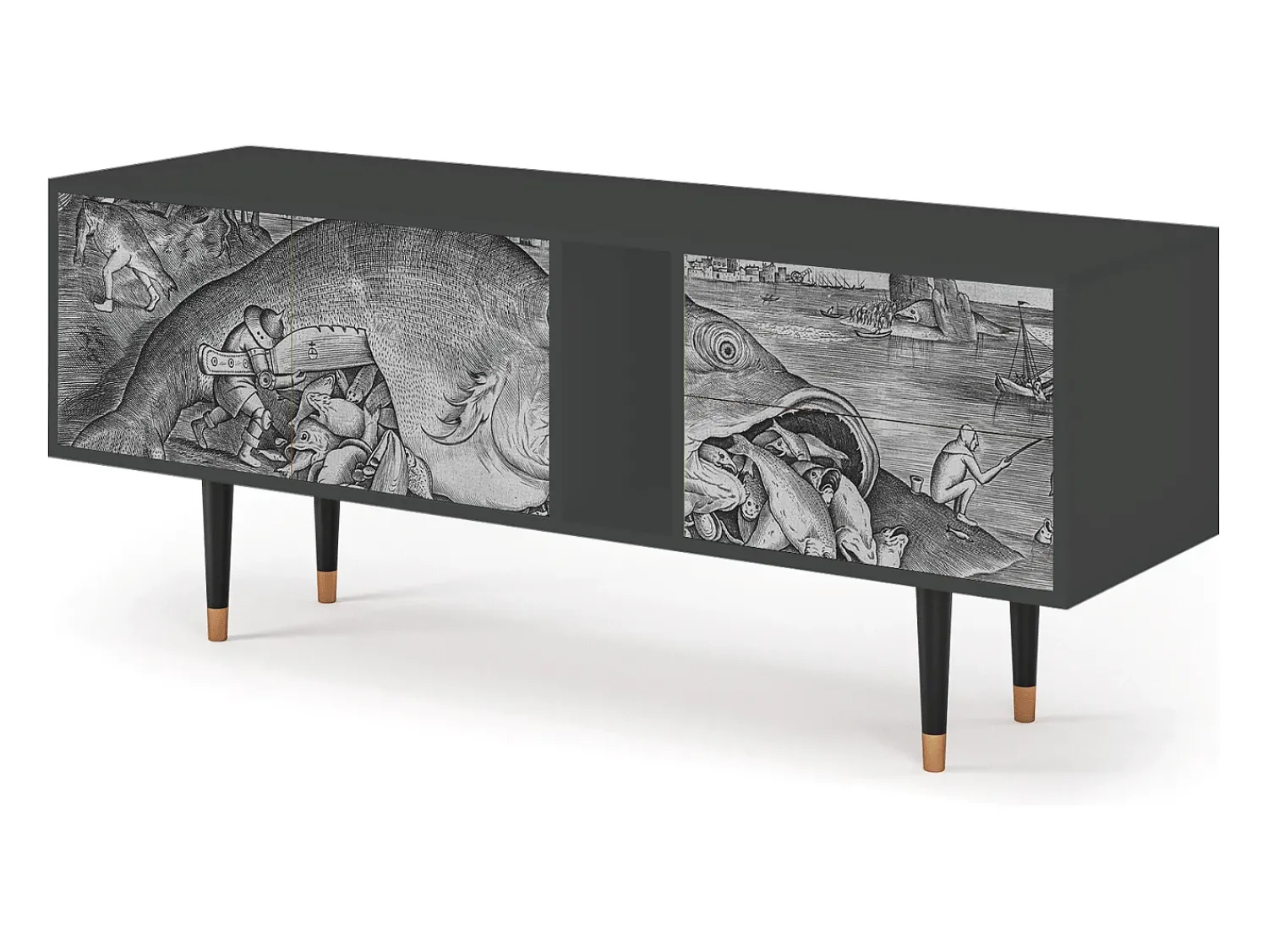 Móvel De Tv* Mueble de TV - 170х69х48 cm - T1 - Big Fish Eat Little, Antracite Cinza antracite