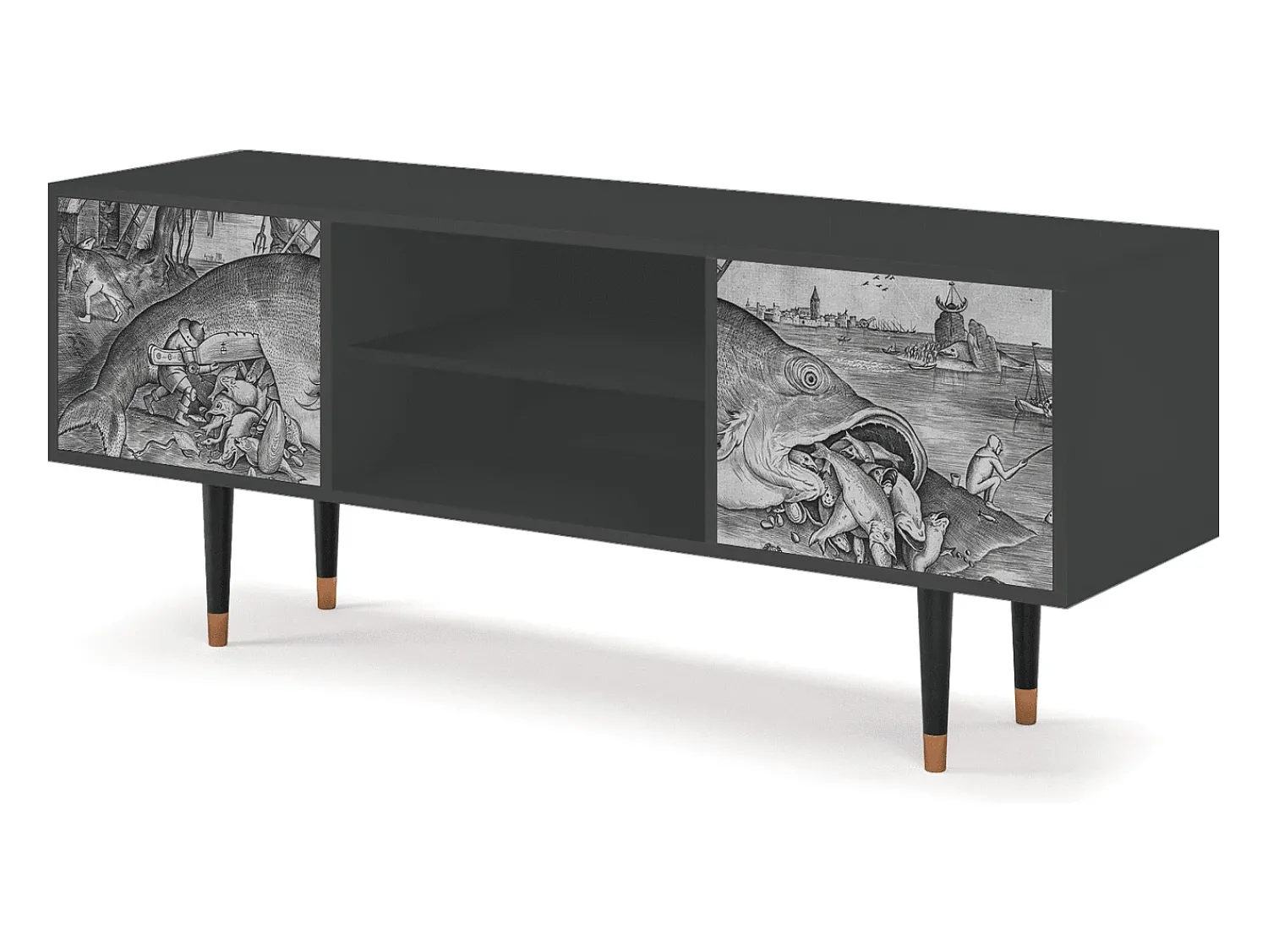 Clearance Mueble de TV - 170х69х48 cm - T2 - Big Fish Eat Little, Antracite Cinza antracite