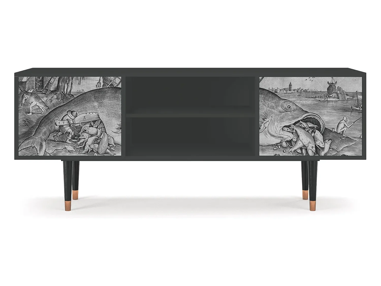 Clearance Mueble de TV - 170х69х48 cm - T2 - Big Fish Eat Little, Antracite Cinza antracite