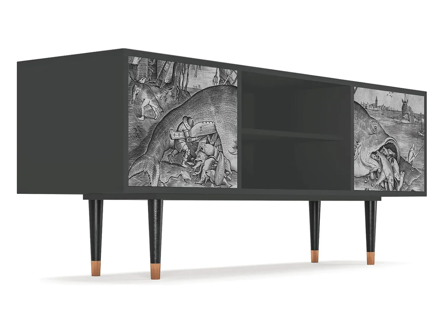 Clearance Mueble de TV - 170х69х48 cm - T2 - Big Fish Eat Little, Antracite Cinza antracite
