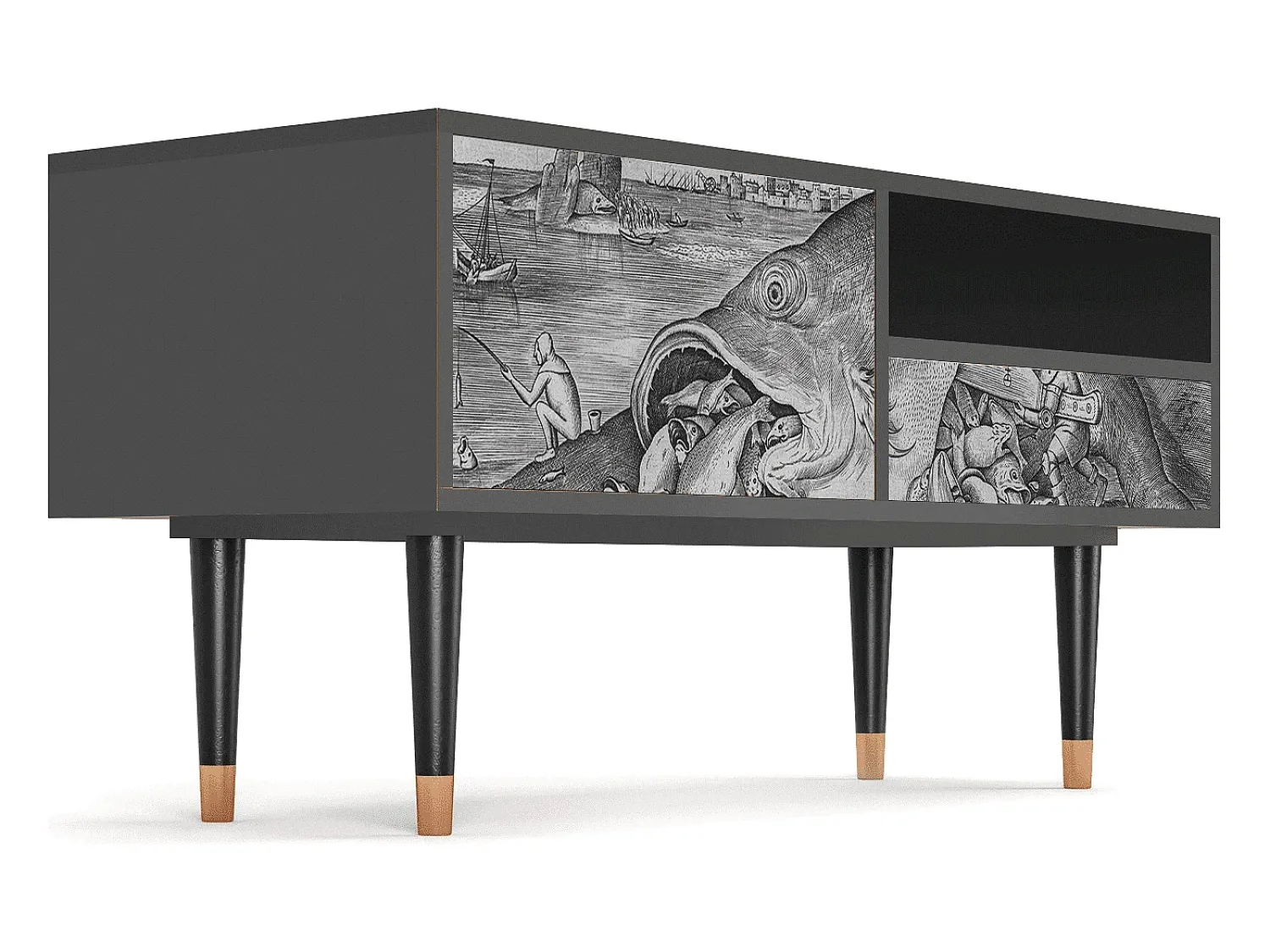 Mueble de TV - 115х59х48 cm - T3 - Big Fish Eat Little, Antracite^ Móvel De Tv