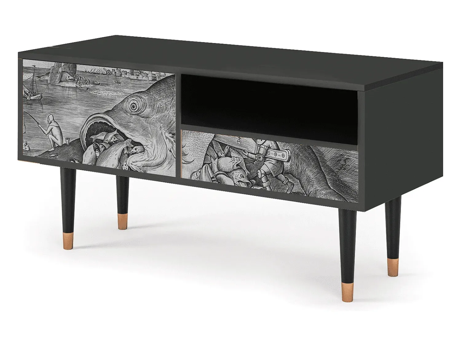 Mueble de TV - 115х59х48 cm - T3 - Big Fish Eat Little, Antracite^ Móvel De Tv