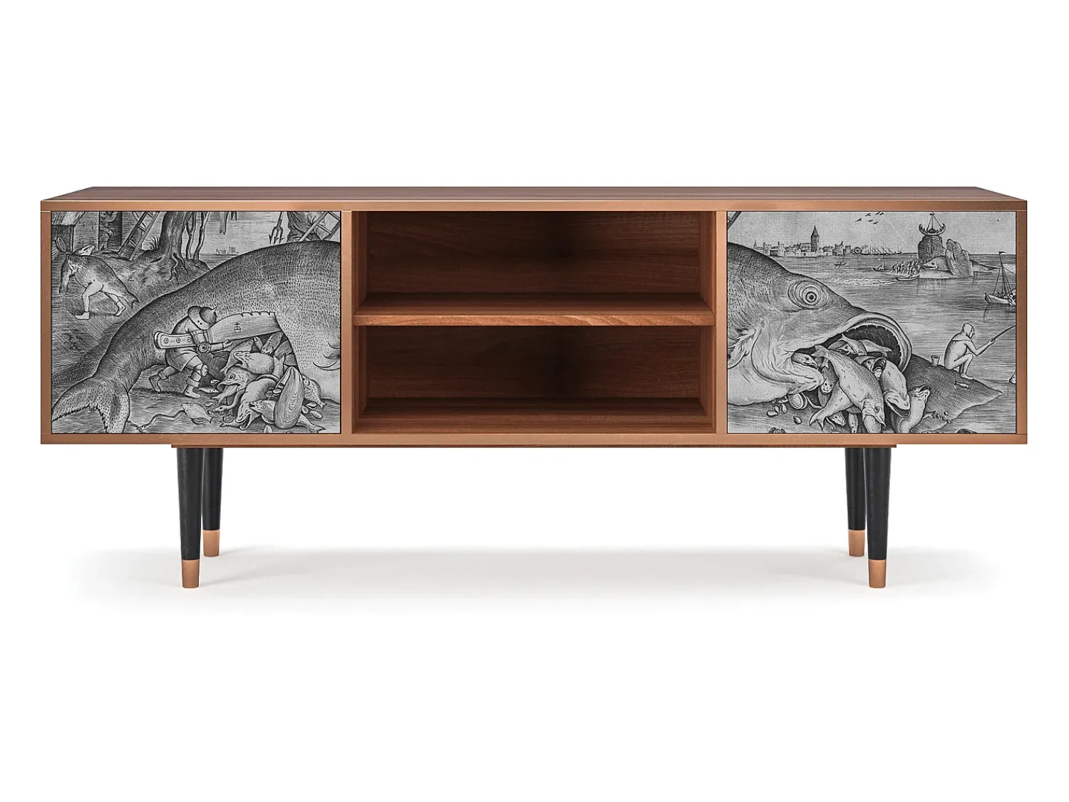 Móvel De Tv* Mueble de TV - 170х69х48 cm - T2 - Big Fish Eat Little, Nogueira Castanho