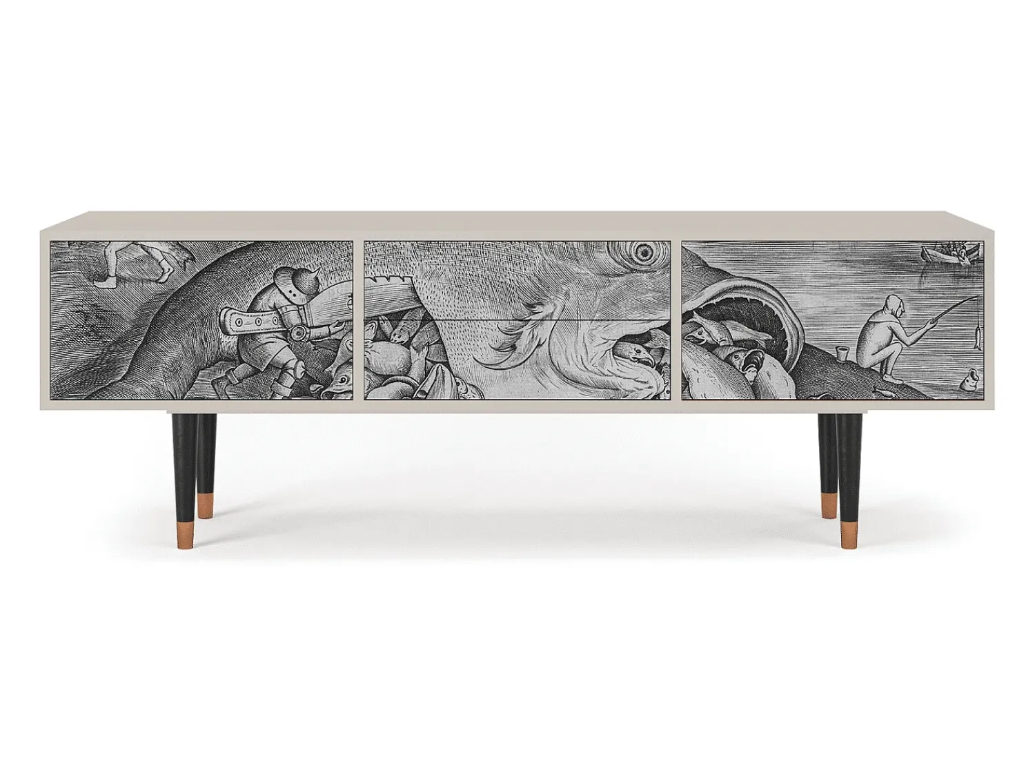 Móvel De Tv* Mueble de TV - 170х59х48 cm - T4 - Big Fish Eat Little, Areia Bege