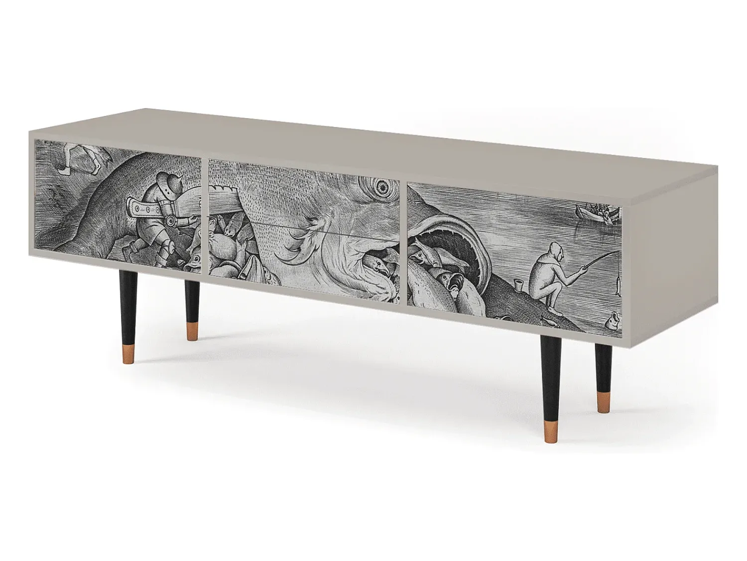 Móvel De Tv* Mueble de TV - 170х59х48 cm - T4 - Big Fish Eat Little, Areia Bege