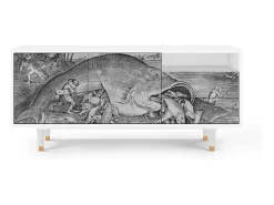 Móvel De Tv* Mueble de TV - 125х56х41 cm - T7 - Big Fish Eat Little, Branco Bege