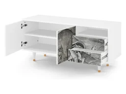 Móvel De Tv* Mueble de TV - 125х56х41 cm - T7 - Big Fish Eat Little, Branco Bege
