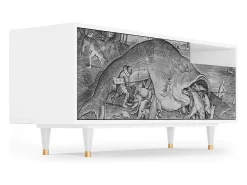 Móvel De Tv* Mueble de TV - 125х56х41 cm - T7 - Big Fish Eat Little, Branco Bege