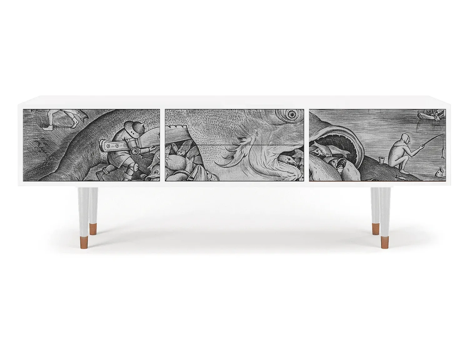 Móvel De Tv| Mueble de TV - 170х59х48 cm - T4 - Big Fish Eat Little, Branco Bege