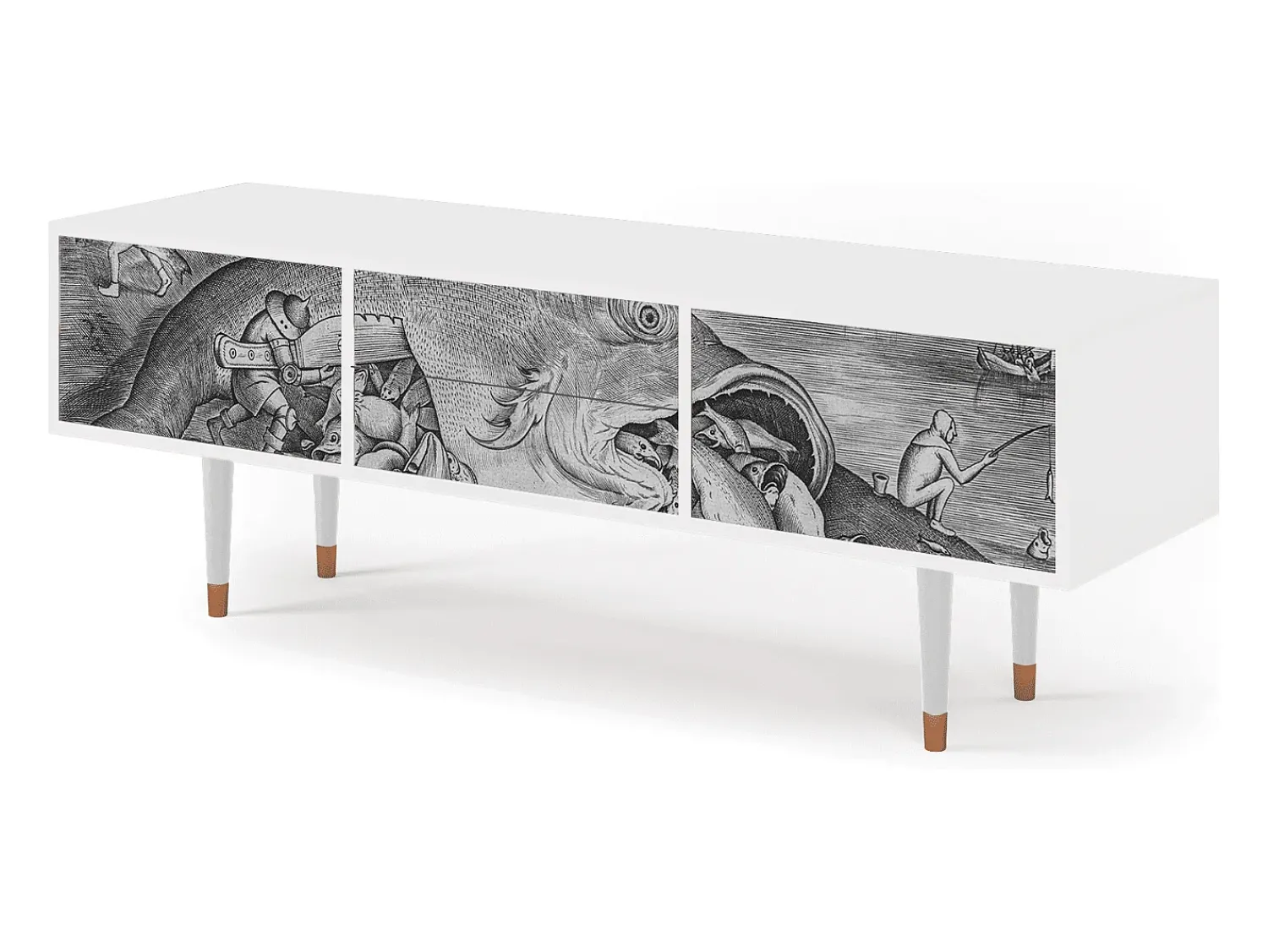 Móvel De Tv| Mueble de TV - 170х59х48 cm - T4 - Big Fish Eat Little, Branco Bege