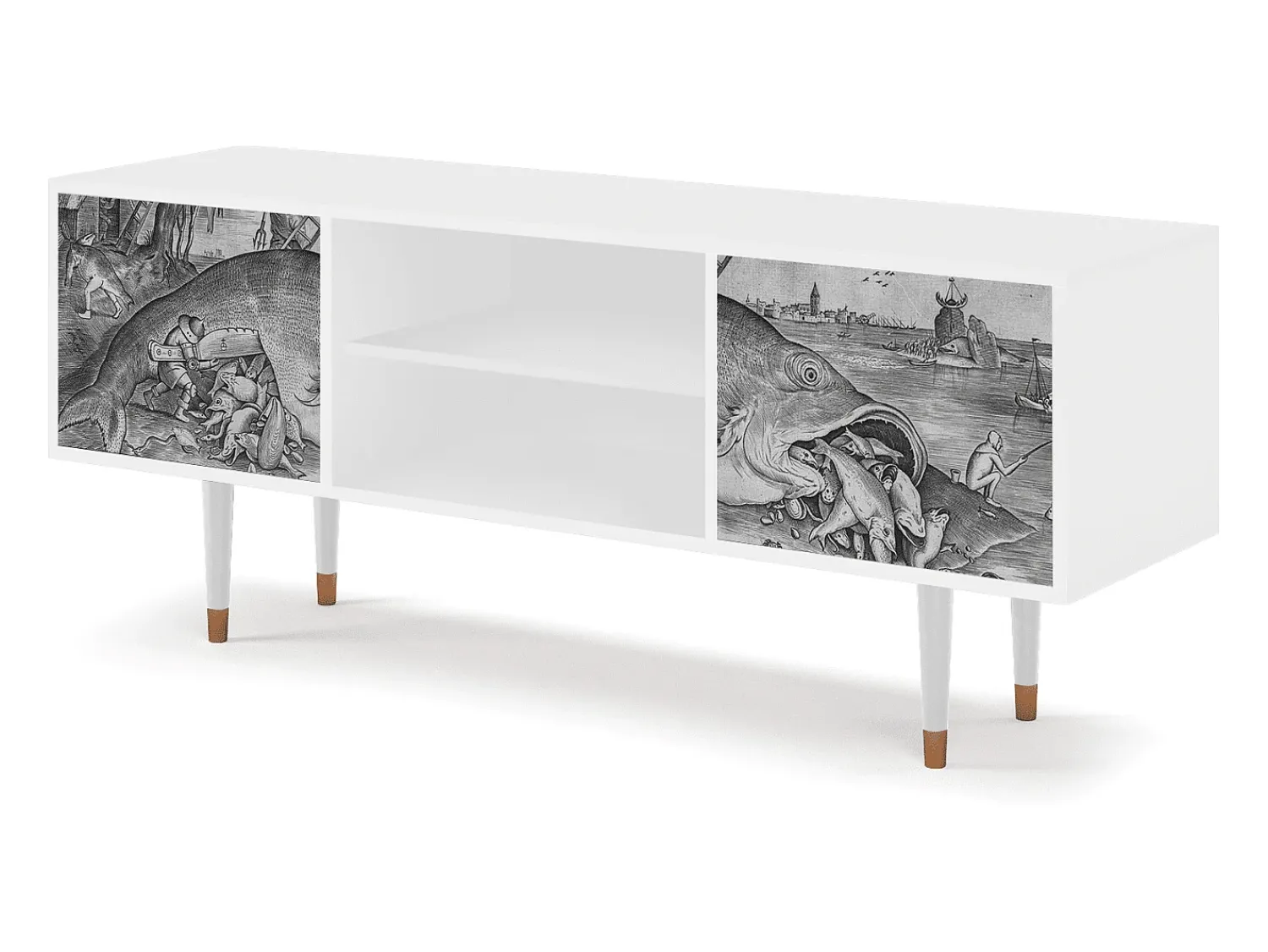 Mueble de TV - 170х69х48 cm - T2 - Big Fish Eat Little, Branco^ Móvel De Tv