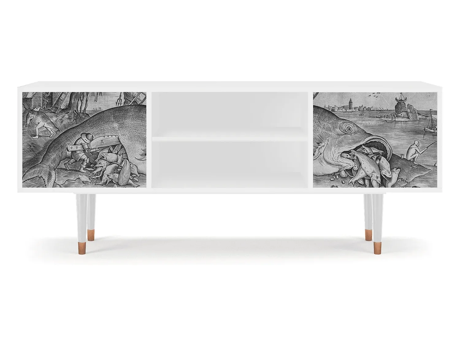 Mueble de TV - 170х69х48 cm - T2 - Big Fish Eat Little, Branco^ Móvel De Tv