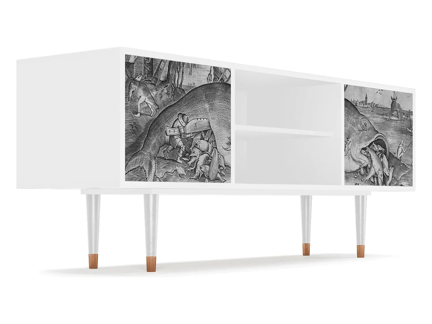 Mueble de TV - 170х69х48 cm - T2 - Big Fish Eat Little, Branco^ Móvel De Tv
