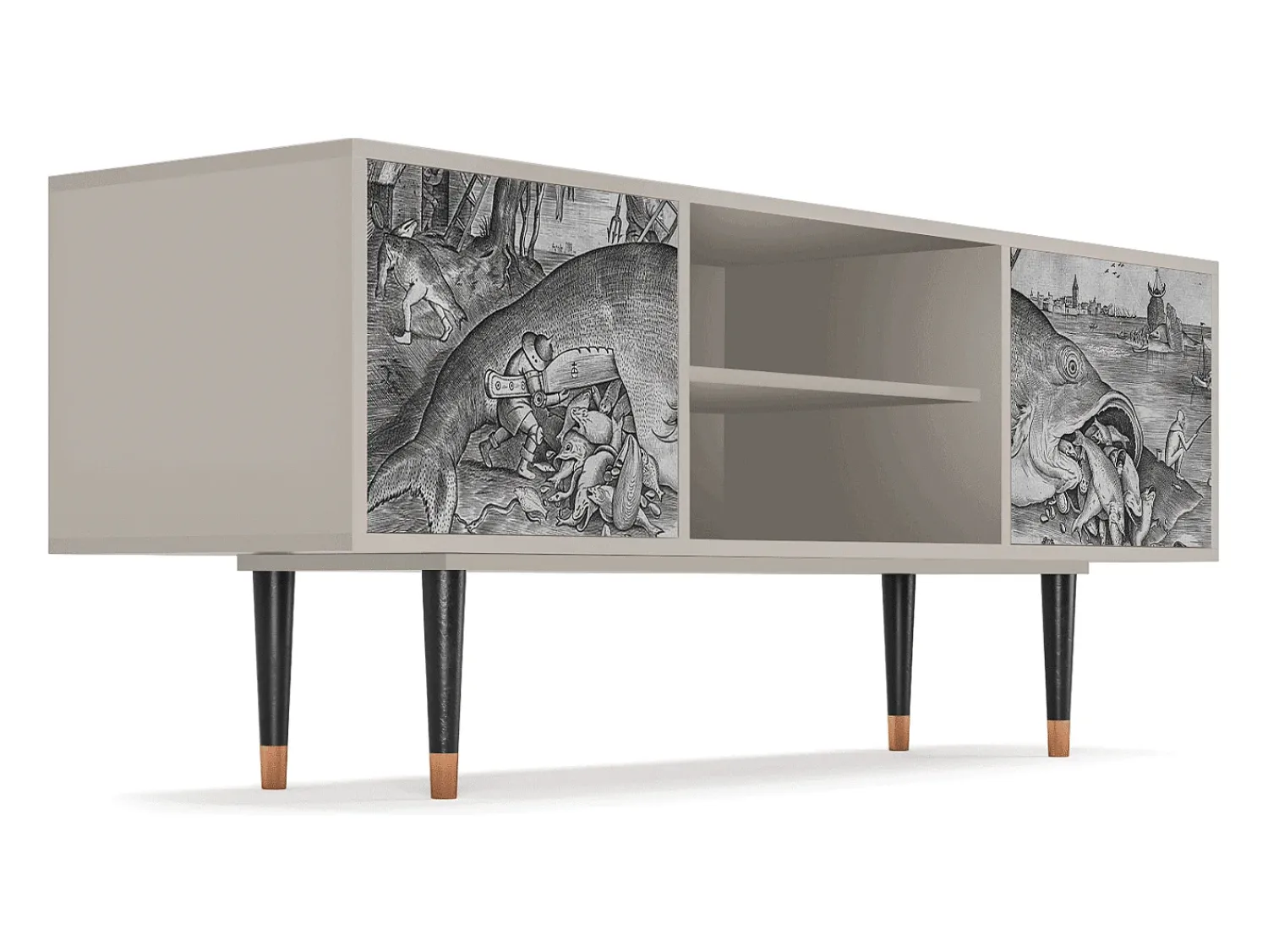 Móvel De Tv| Mueble de TV - 170х69х48 cm - T2 - Big Fish Eat Little, Areia Bege